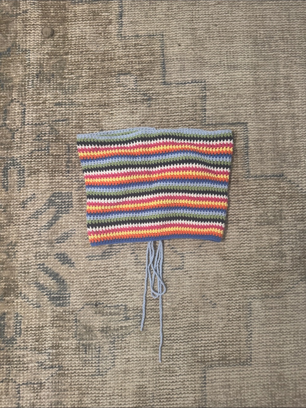 Striped Crochet women’s Tube Top with Tie - Multi Color